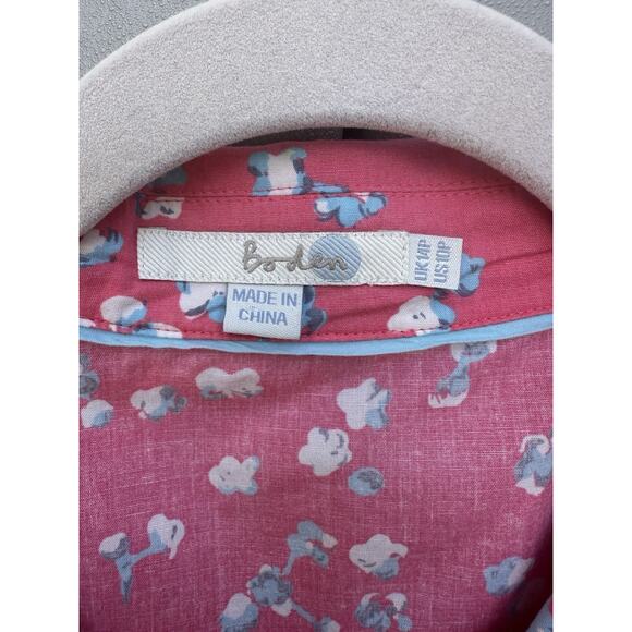 Boden Pink Floral Collared Riviera Button Down Shirt Dress Garden Party Sz 10P - Picture 9 of 10